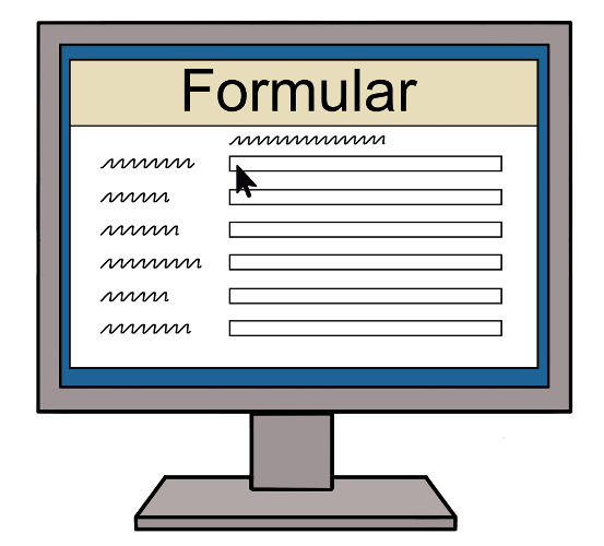 Ausfüllbares Formular auf dem Computer-Bildschirm