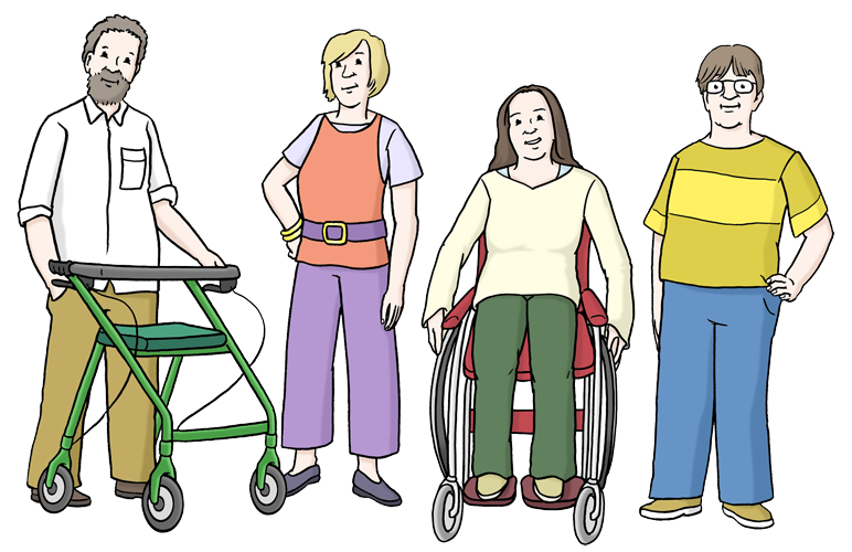 Gruppe von Menschen mit und ohne Behinderung