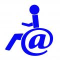 Internetsymbol im Rad eines Rollstuhls