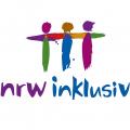 Logo NRW inklusiv: Drei bunte Figuren, darunter steht NRW inklusiv